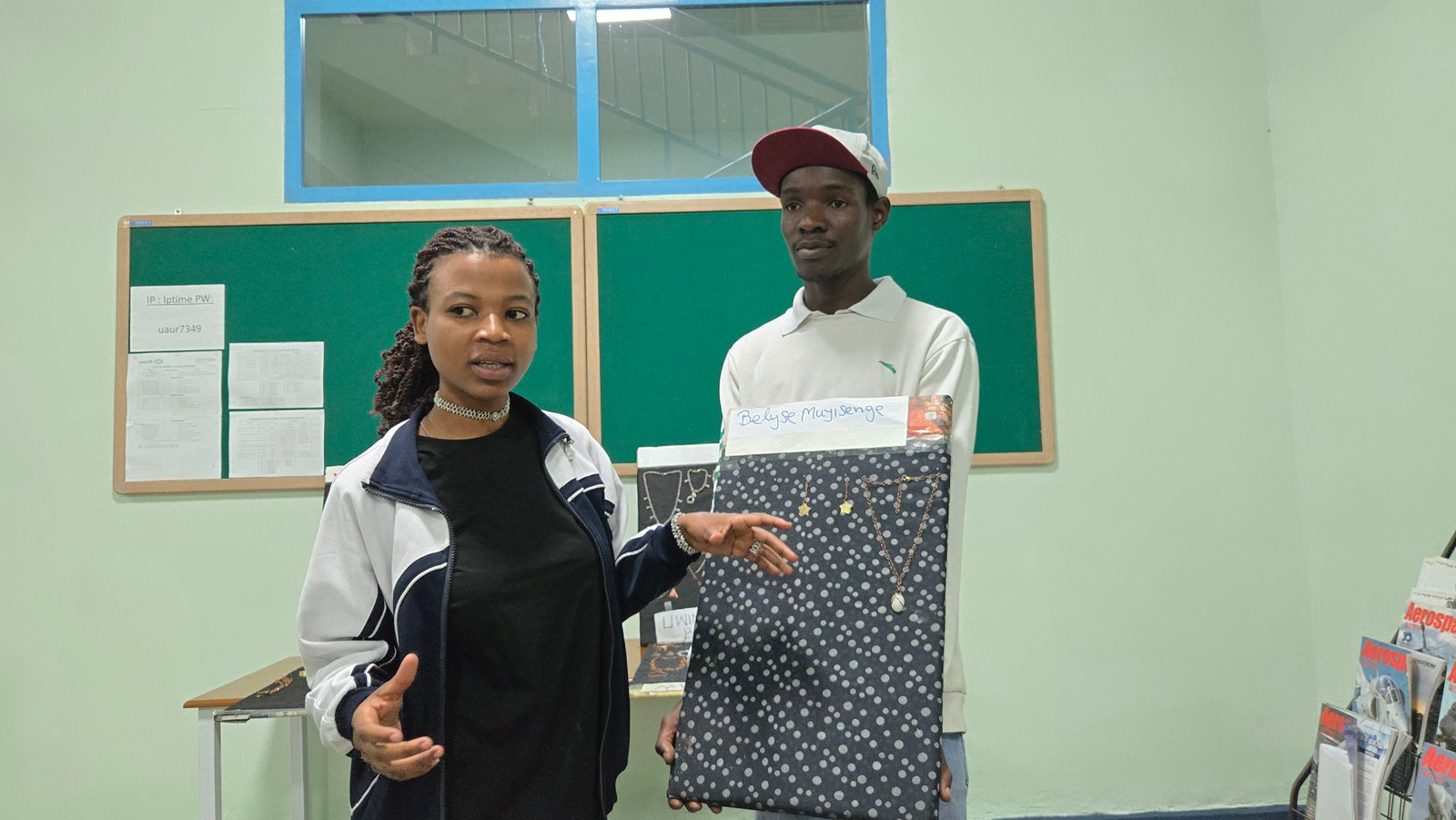 Belyse Mugisenge explaining her designs