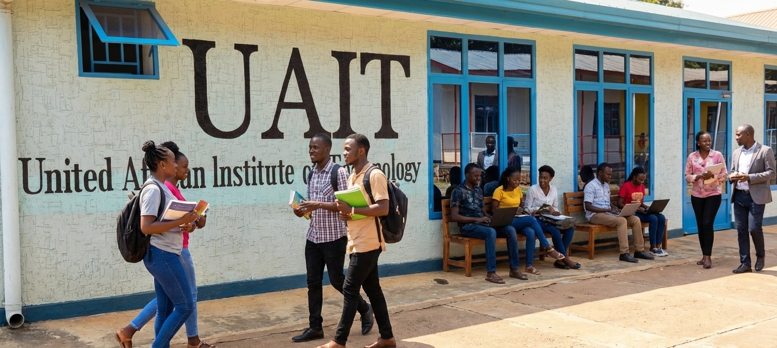 UAIT campus with students studying together